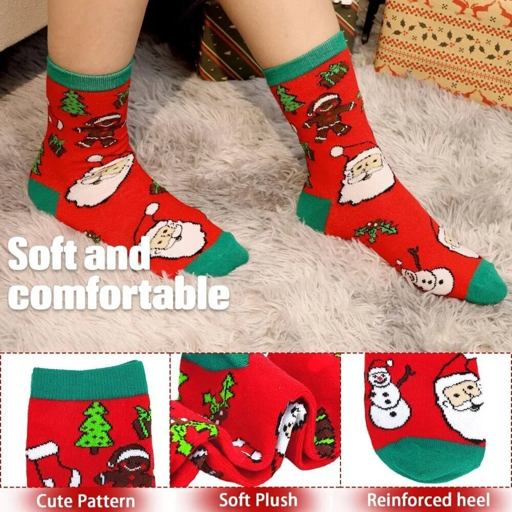 15 Pack Christmas Socks for Adults Women Holiday Gifts Casual Wear